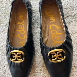 Sam Edelman Women’s Black Ballet Flats Leather Classic Slip On Shoes Size 8